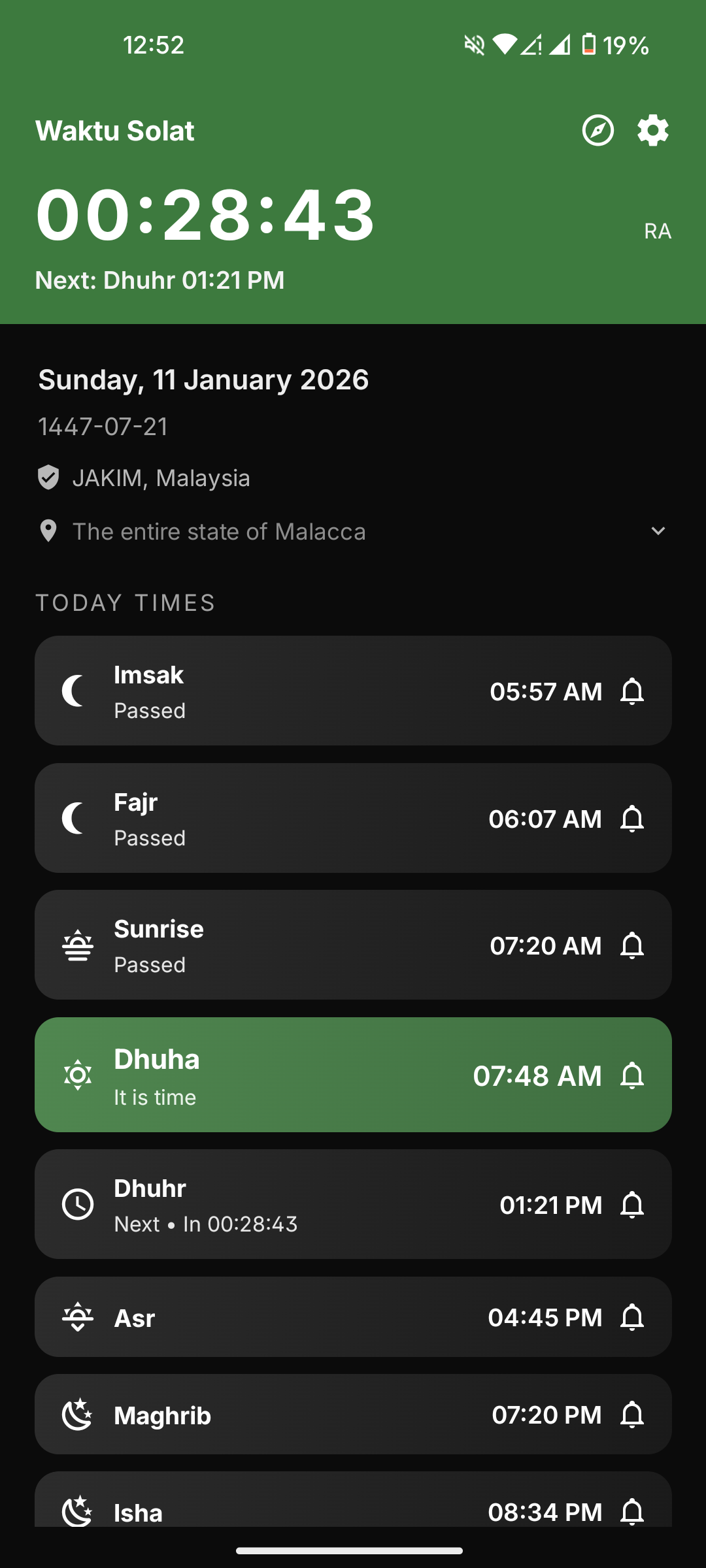Waktu Solat screen 1
